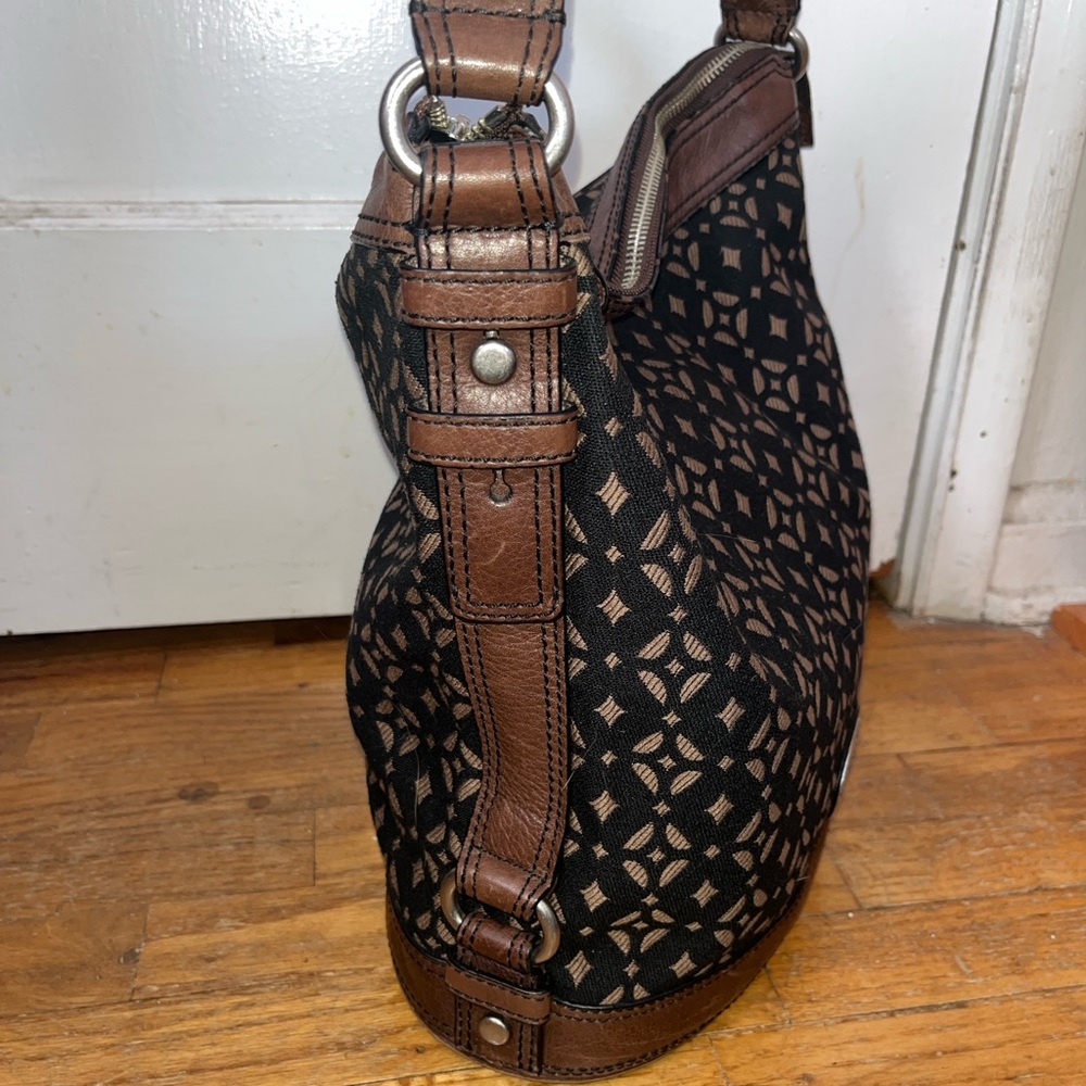Fossil Black And Brown Patterned Shoulder Bag - image 2